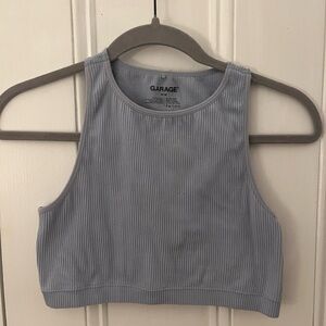 Garage Gray Ribbed Crop Tank Top
